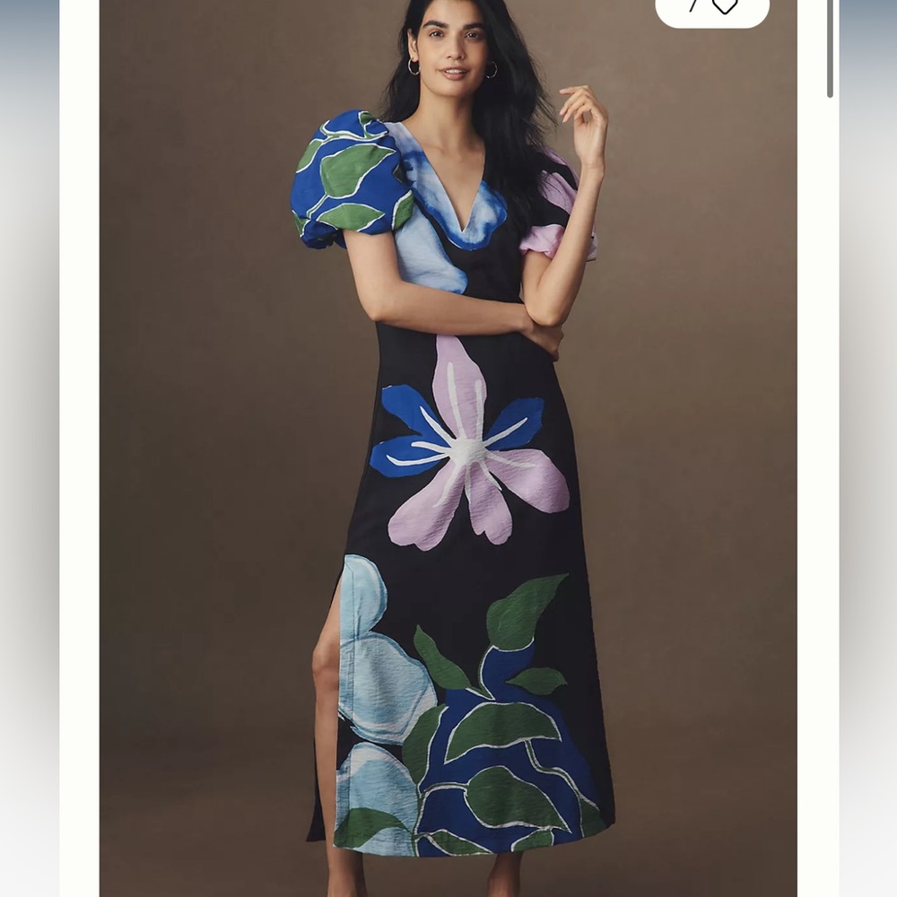 Puff Sleeve A-Line Maxi Dress